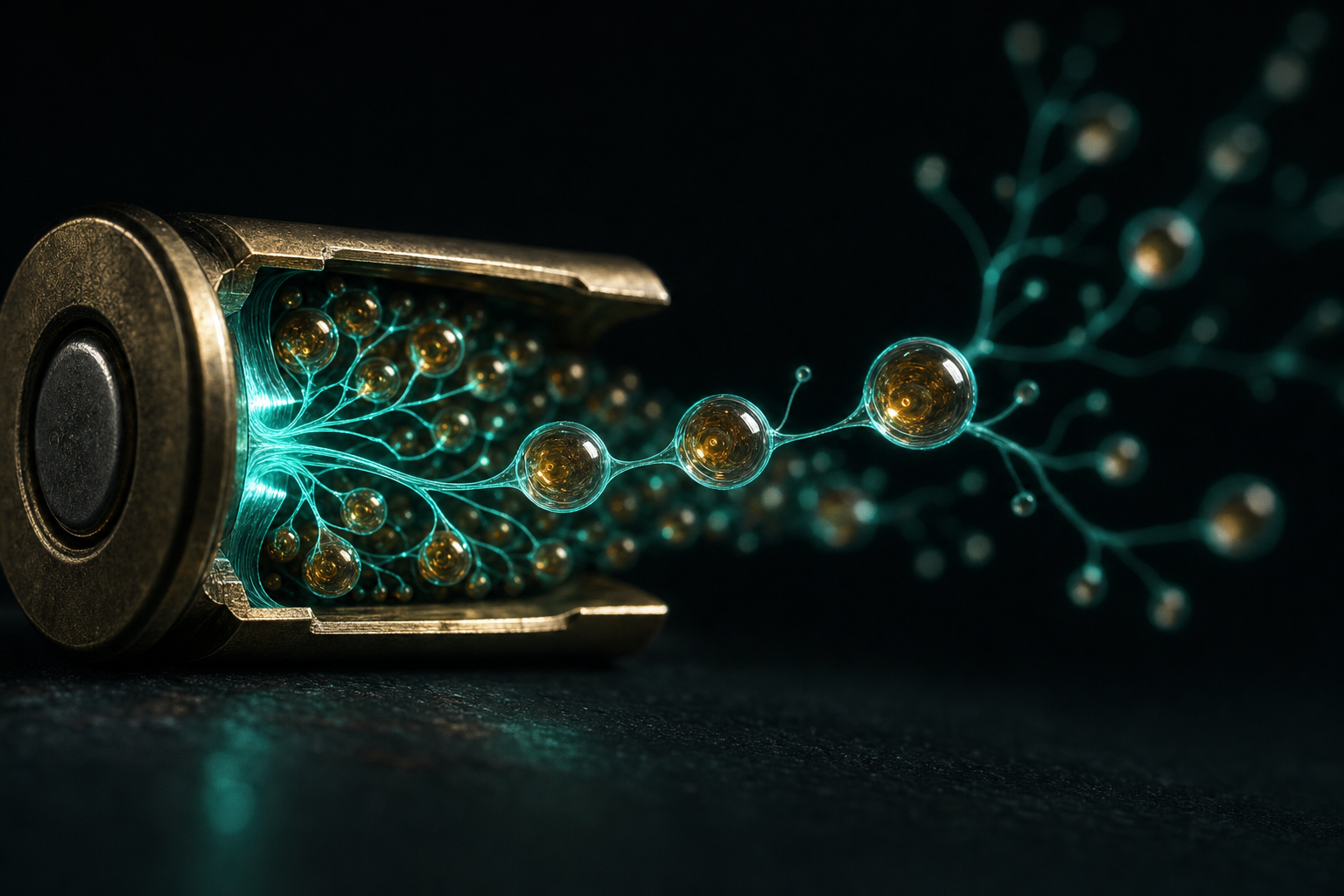 agenticow: A single root memory glows at center; dozens of paper-thin branches arc outward in milliseconds, each carrying only the difference — then the bad ones vanish without a scar